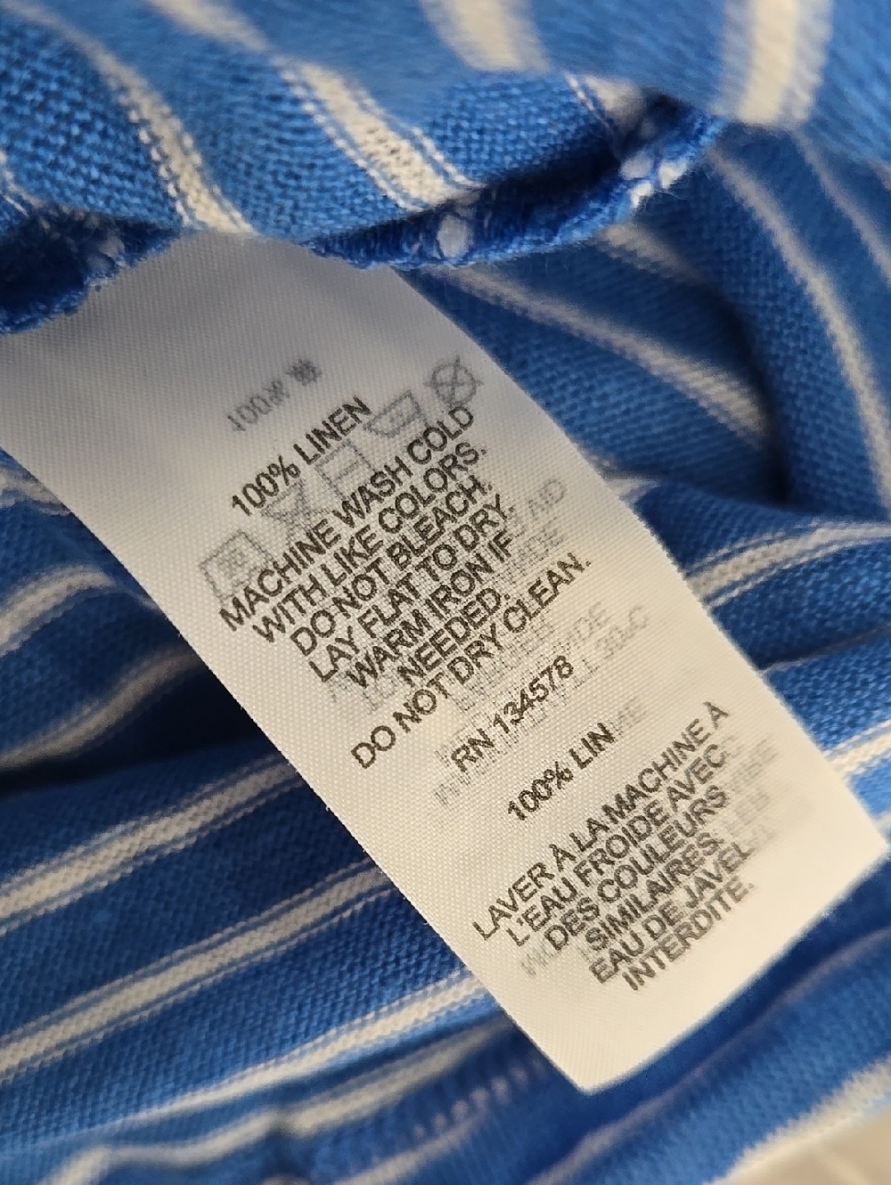 NWT Vineyard Vines Casual Knit Blue & White Striped Linen V-Neck Tee - Picture 5 of 5